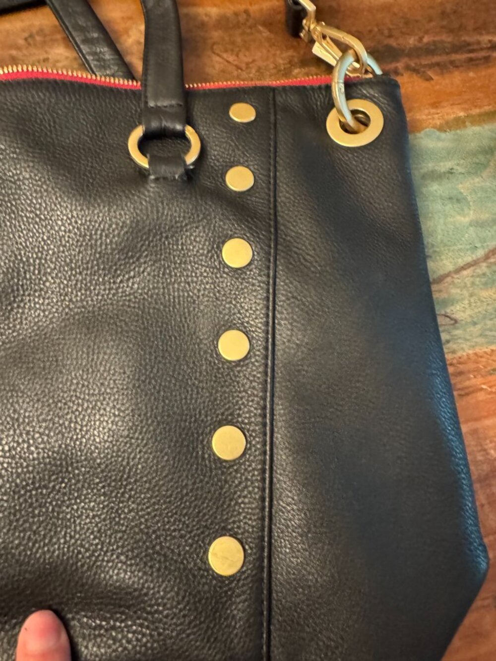 Hammitt Daniel Large Black Pebbled Leather Satchel Crossbody Brushed Gold - Picture 6 of 16